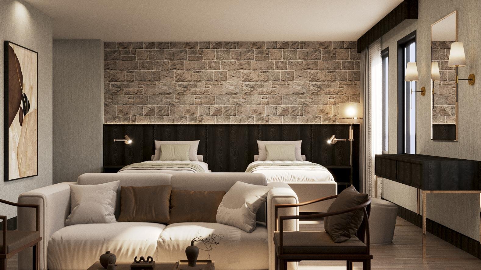 Kale Manzaralı Standart Family Room